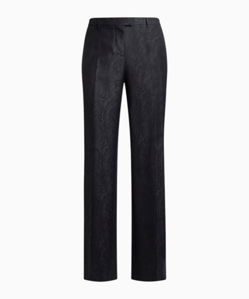 Wool jacquard trousers with Arnica motif