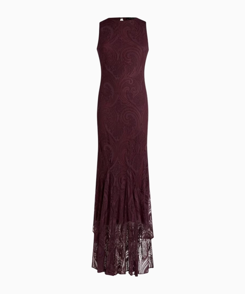 Dress in cotton-blend jersey with paisley motif