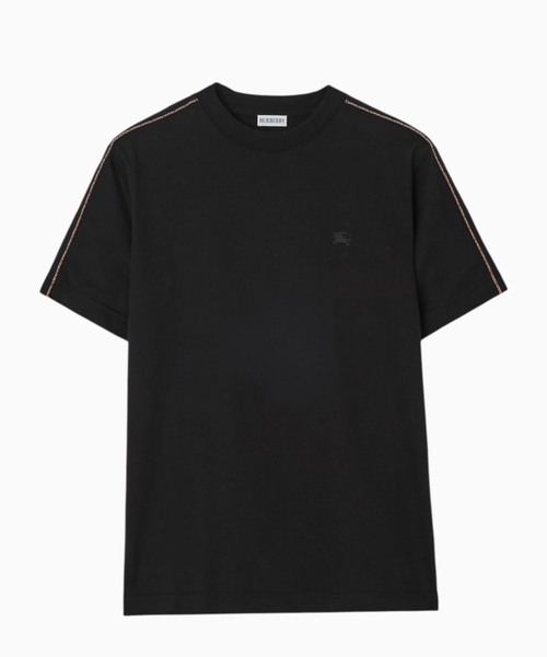 Check piping cotton T-shirt