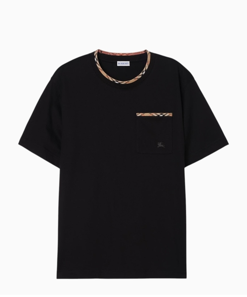 Check trim cotton T-shirt