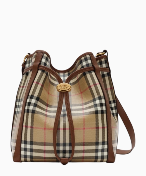Small check bucket bag