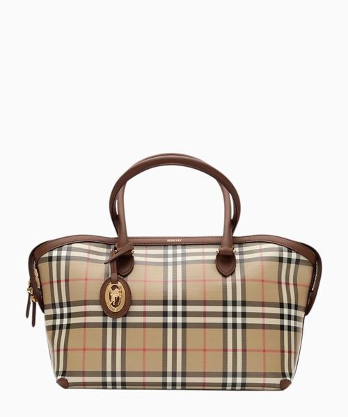 Small check zip tote