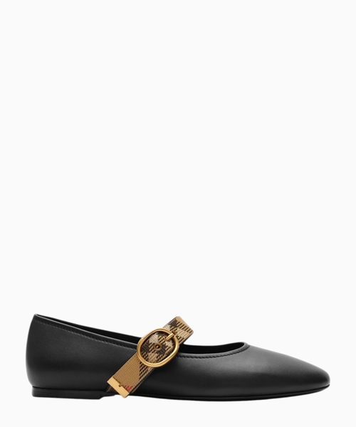 Check strap leather Robin ballerinas