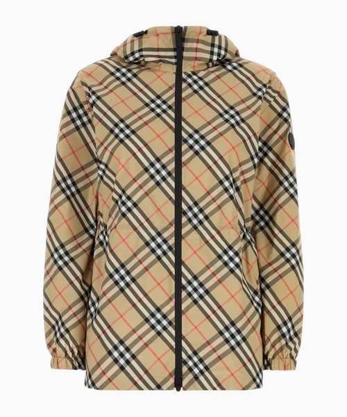 Checked hooded jacket
