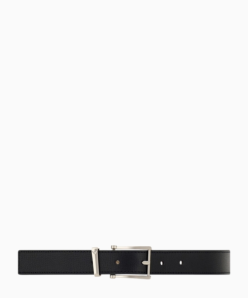 Tongue belt in textured leather with a rectangular buckle