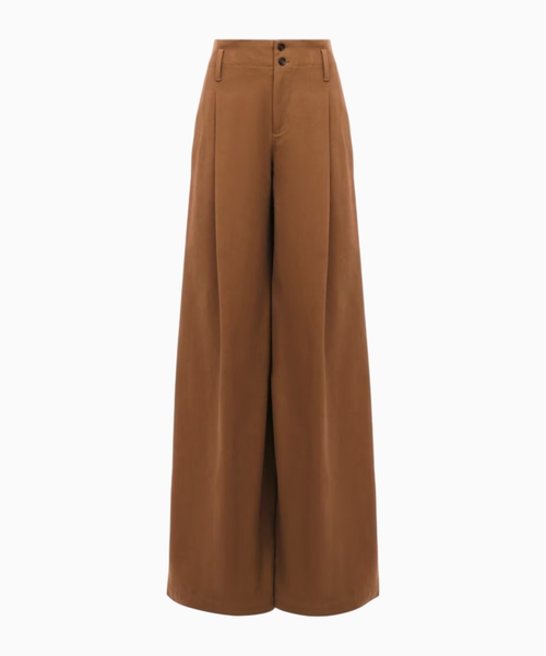 High-rise wide-leg pants in cotton canvas