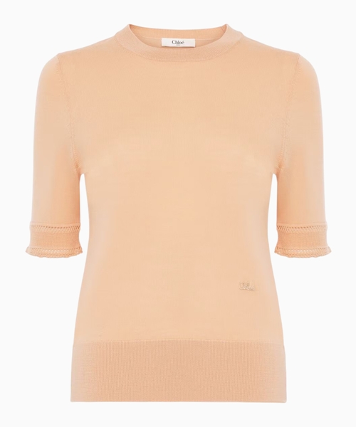 Short-sleeve top in a wool knit
