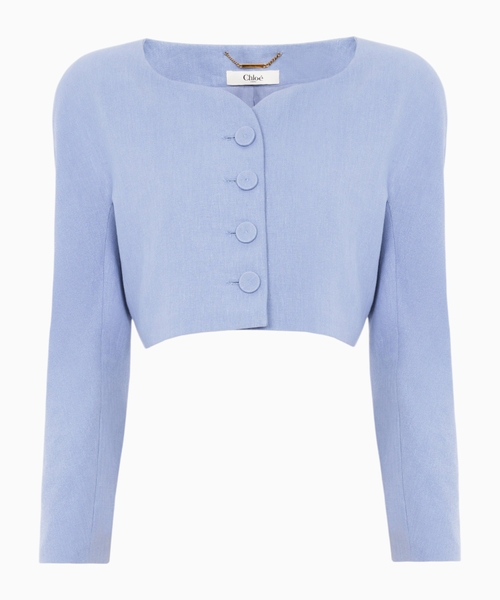 Cropped collarless jacket