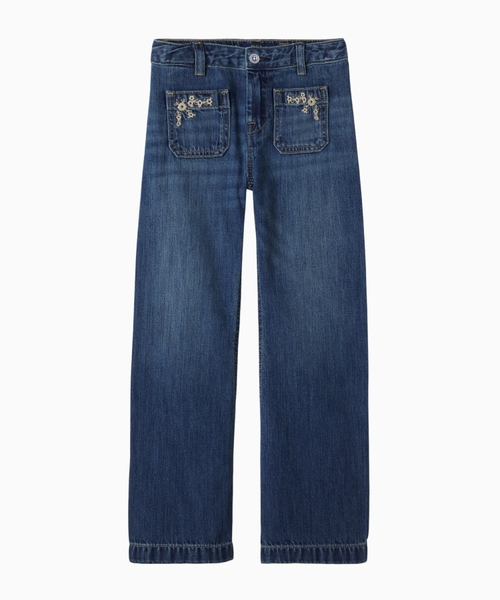 Floral embroidered jeans