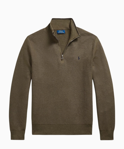 Zip-up cotton sweater