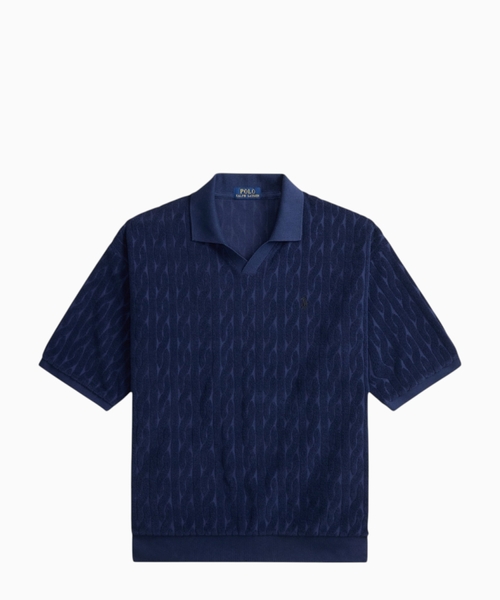 Cable knit terry polo