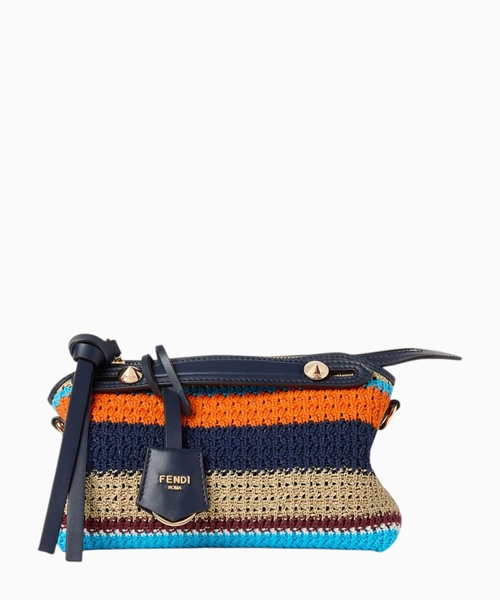 Raffia-effect material and cotton mini-bag