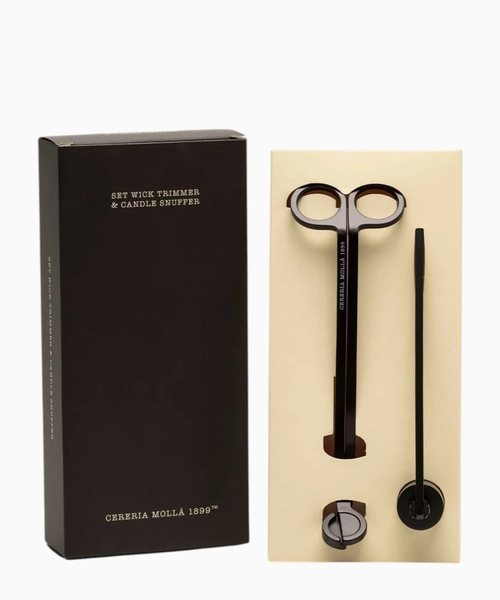 Wick trimmer and candle snuffer set