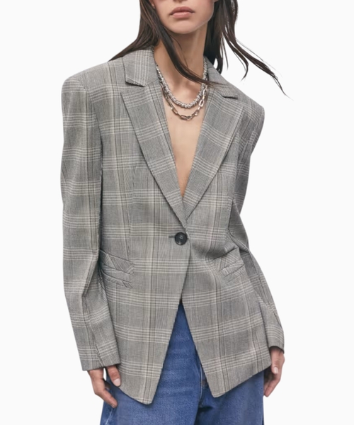 Check jacket in viscose blend