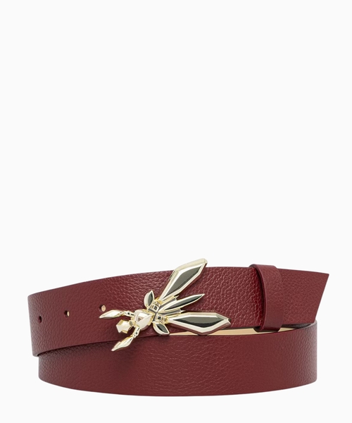 Logo-buckle leather belt