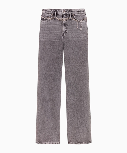 Wide-leg jeans with chain-link belt