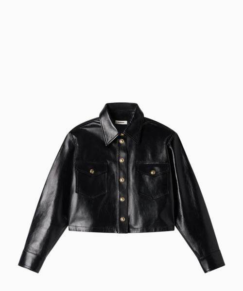 Cropped leather jacket