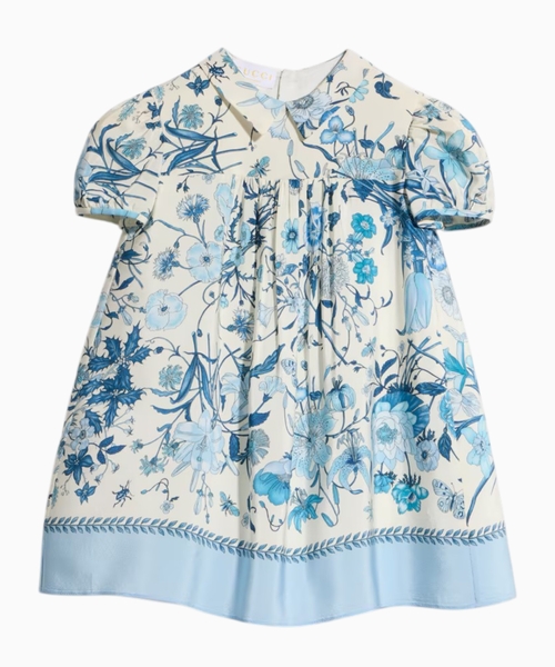 Printed crêpe de chine dress
