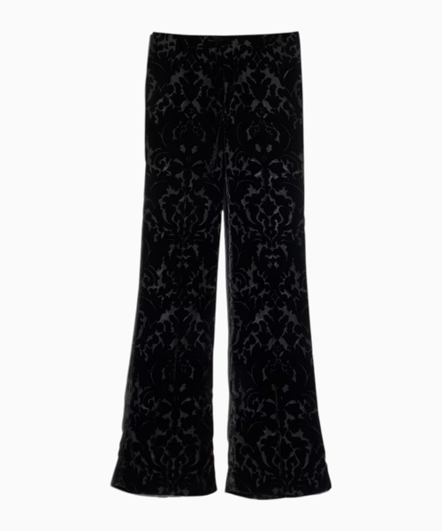 Floral devoré velour pants