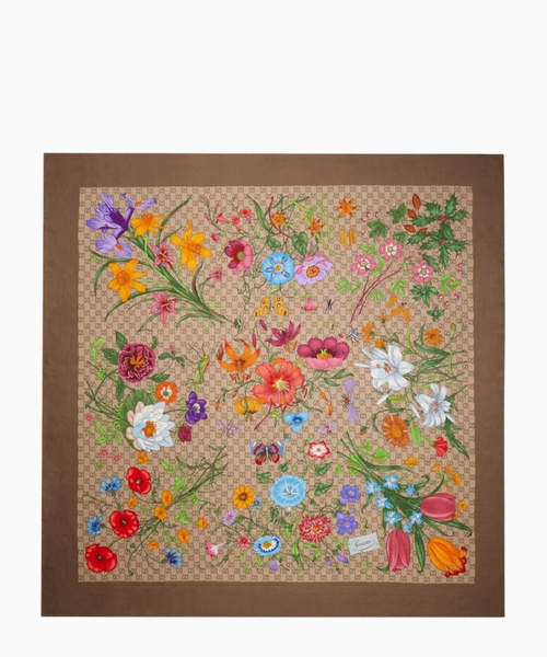 Printed GG wool silk shawl