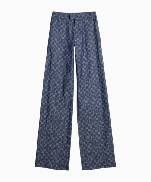 GG jakkard naxışlı pambıq denim şalvar
