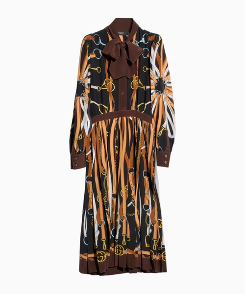 Printed silk chemisier dress