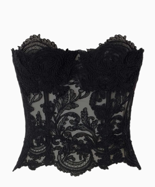 Bustier top in floral lace