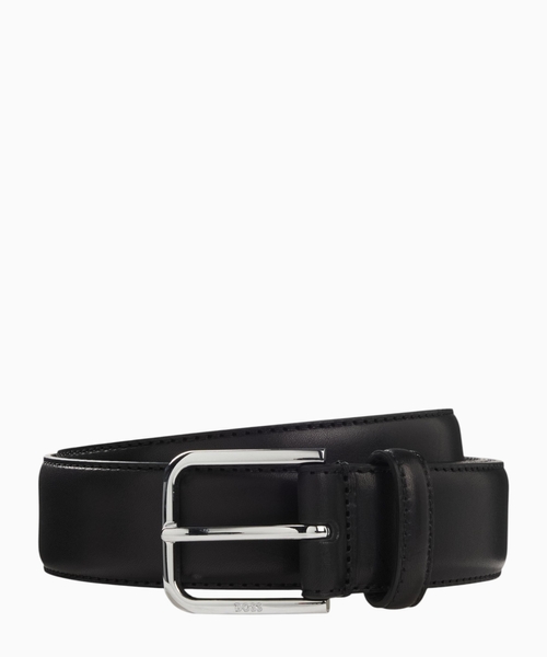 Leather belt with buckle