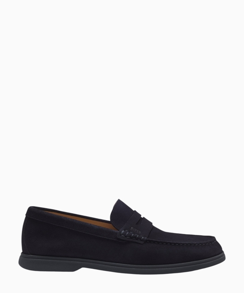 Suede loafers with logo