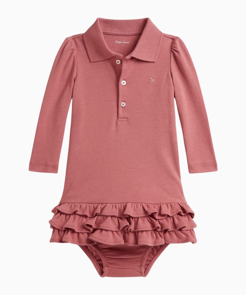 Ruffled cotton polo dress & bloomer