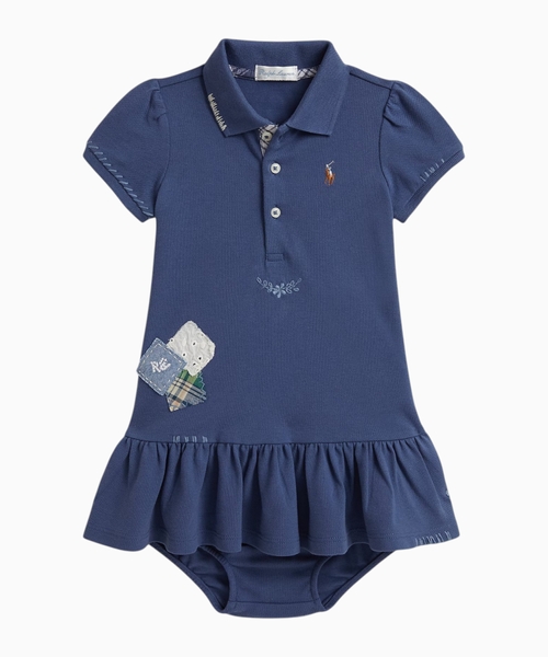 Distressed mesh polo dress and bloomer