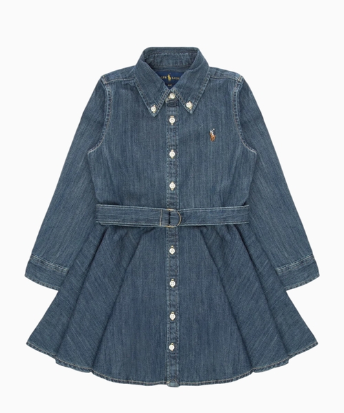 Belted denim dress