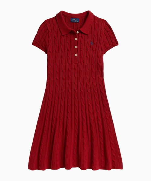 Cable-Knit cotton polo dress