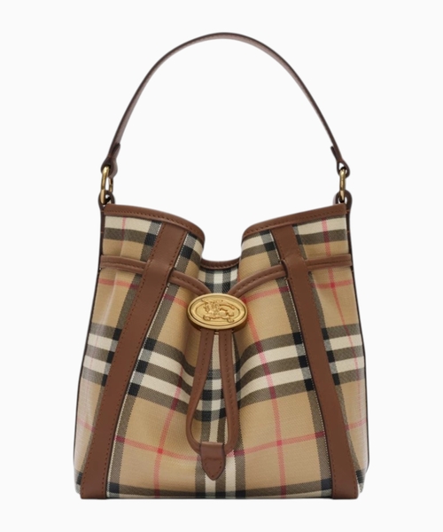 Mini check bucket bag