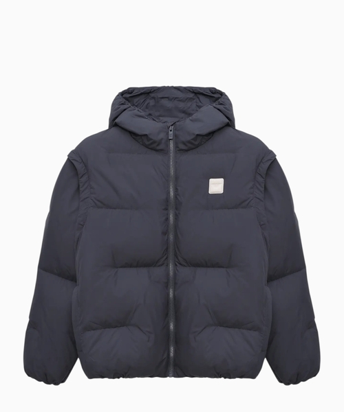 Quilted down jacket with a hood