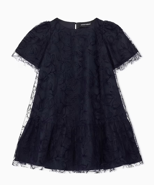Tulle dress with a floral embroidery