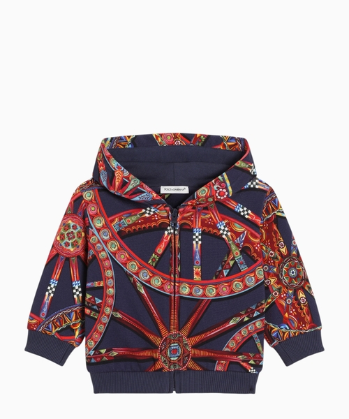 Carretto printed zipped hoodie