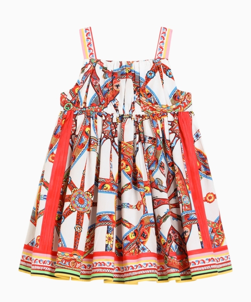 Carretto-print poplin dress