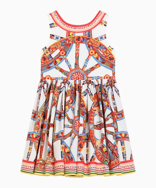 Carretto-print poplin dress