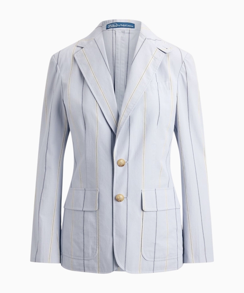 Однобортный полосатый пиджак из хлопка