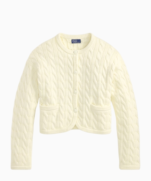 Cable-knit cotton-blend cardigan