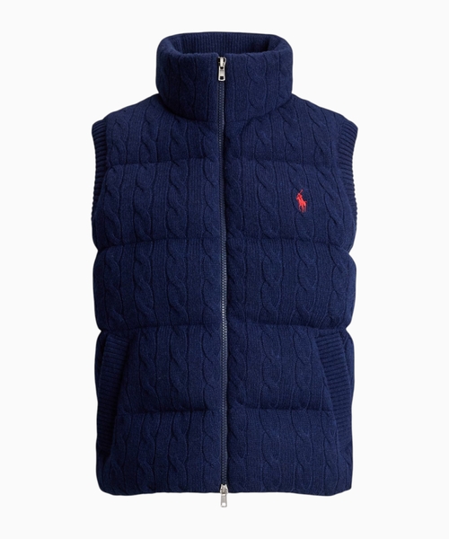 Cable-knit wool-cashmere zip gilet