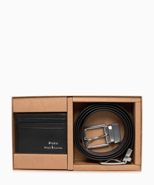 Leather belt and cardholder set