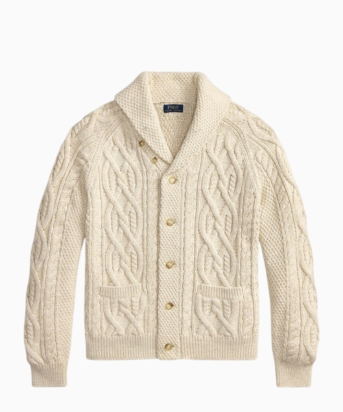 Aran-knit cotton cardigan