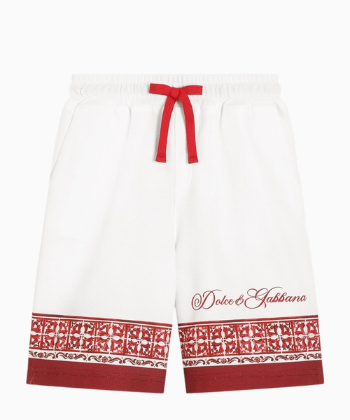 Majolica-print double piqué shorts