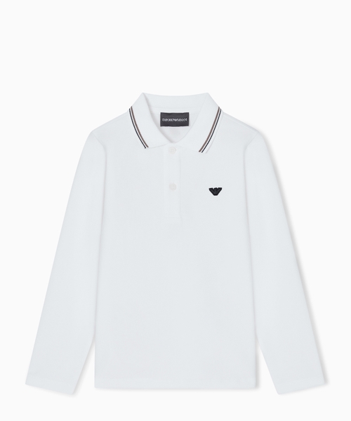 Long-sleeved stretch piqué polo shirt