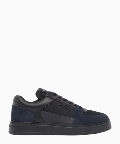 Sneakers with suede and mesh upper