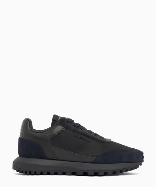 Suede and corduroy panelled sneakers