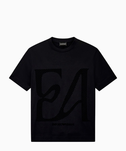 T-shirt in mixed lyocell jersey with maxi flock logo