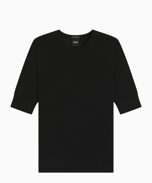 Short-sleeved jumper in virgin wool